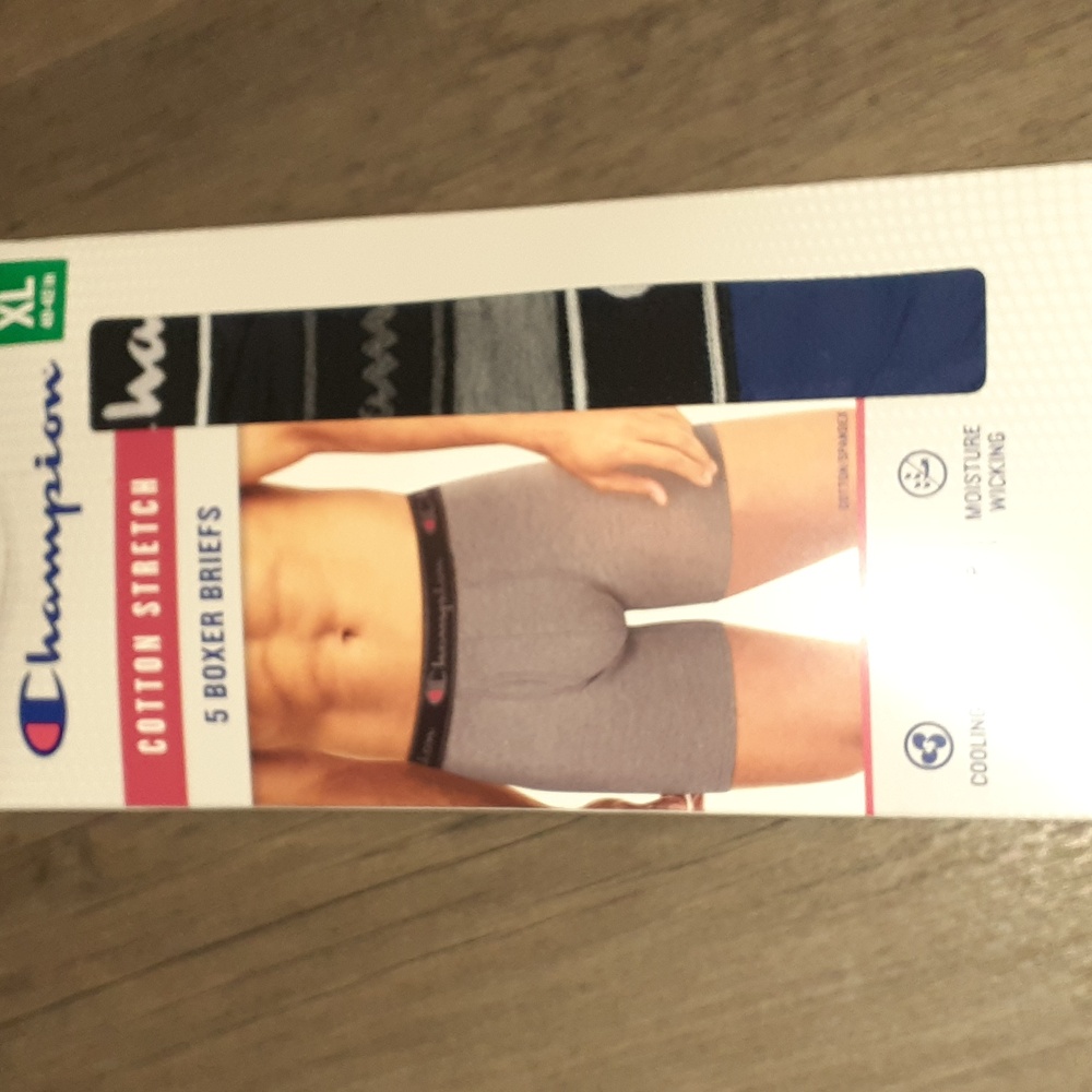 NWT Champion Cotton Stretch Boxer Briefs -5 Pack - Large, X-Large -Open Packages - Picture 2 of 6
